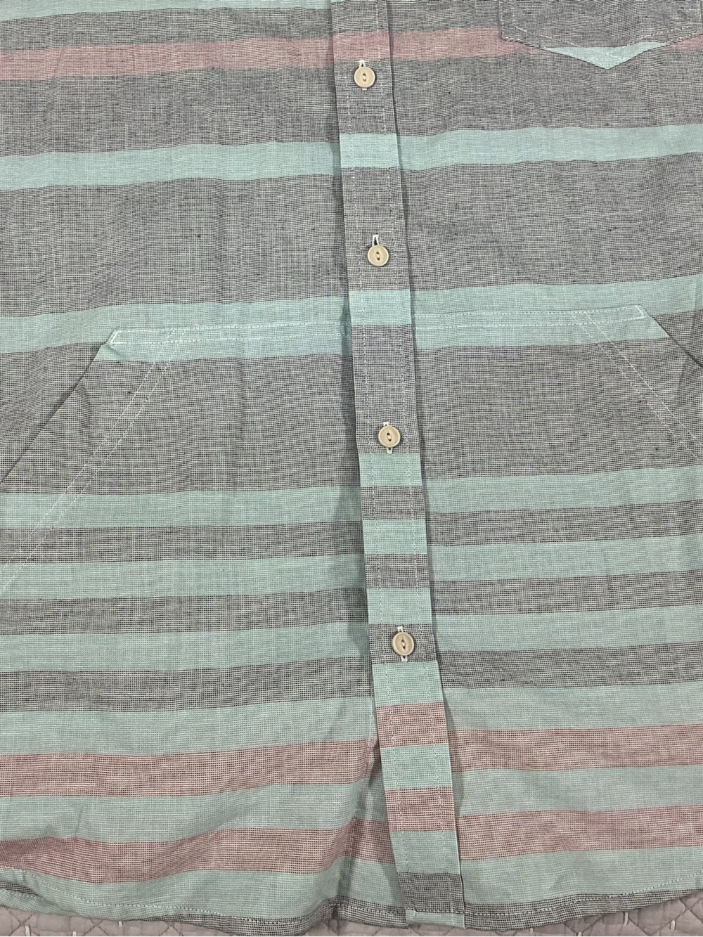 NWT Levi's Men's Striped Hooded Button Down Shacket Kangaroo Pockets Size XXL - Picture 8 of 12